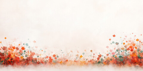 A white background with a colorful field of flowers