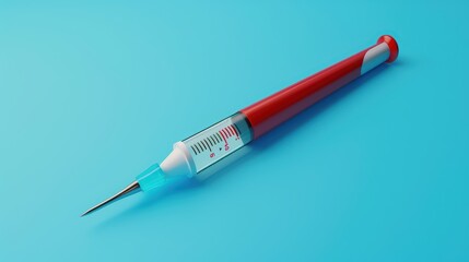 Fototapeta premium A detailed close-up of a syringe showcasing its design and features against a vibrant blue background.