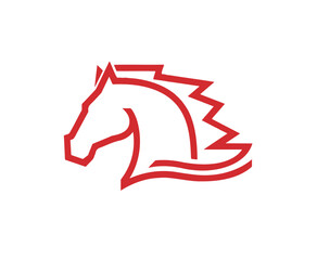 Red Horse Logo Lines Symbol Vector Design Illustration