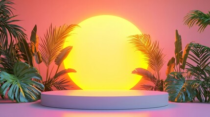 Fototapeta premium Sunset Minimalistic Product Display Podium.