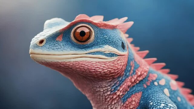 Blue and Pink Lizard Close-Up