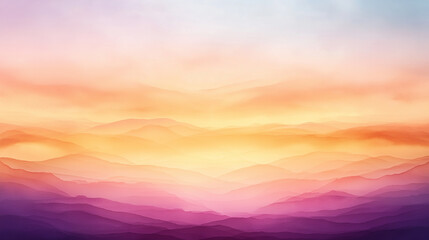 Obraz premium A colorful mountain range with a bright orange sun in the sky