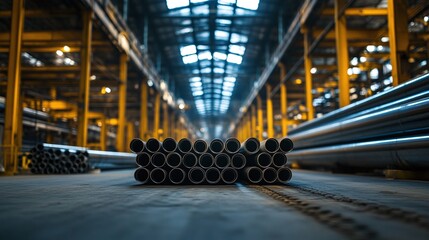 steel and aluminum pipes stored in a warehouse ready for shipment to various industries highlighting quality materials for sale