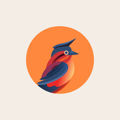 Flying colorful bird  hummingbird, parrot. Vector illustration in flat design.