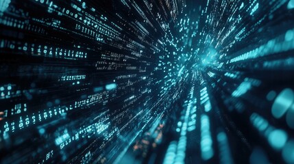 A futuristic digital background with streams of binary code flowing across, evoking a high-tech, fast-paced environment.