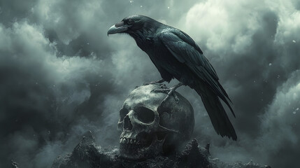 Raven On Skull