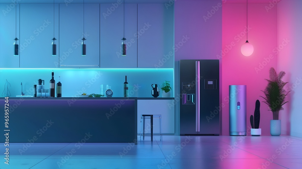 Poster seamless smart home automation controlled by for lighting temperature and entertainment