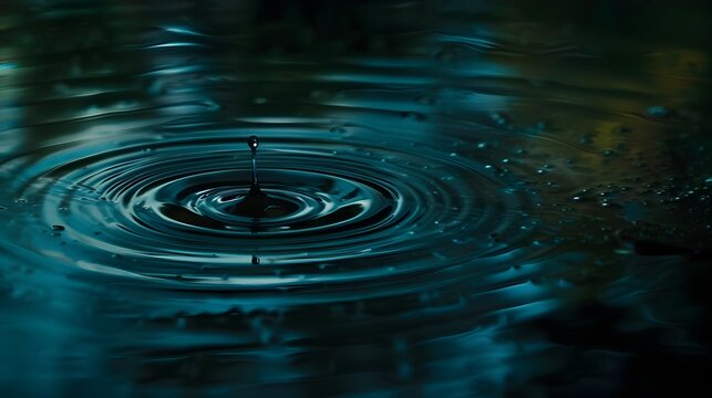 Concentric Ripples of a Water Drop Falling into a Moonlit Pond