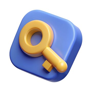 recommend clip art: A 3D rendered icon of a keyhole shaped like a magnifying glass. perfect for websites. apps. and presentations focusing on search. discovery. or security.