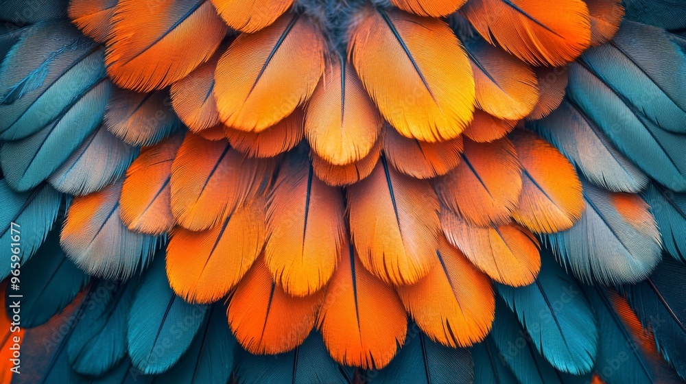 Poster macaw bird feathers creating colorful background texture