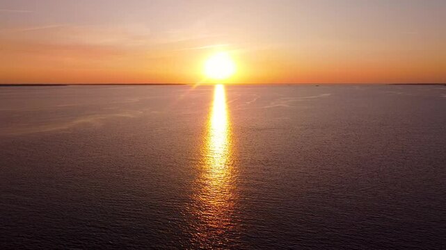 James River, Virginia. Aerial 4k Cinematic Sunset view.