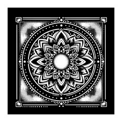 round mandala frame with floral element