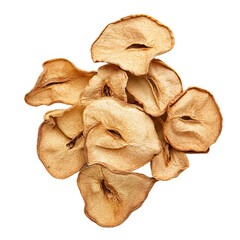 A close-up shot of dried apple slices, a healthy and delicious snack.