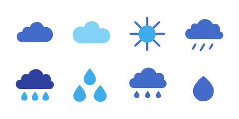Fototapeta premium icon set, sun, cloud, rain or snow icon, white background