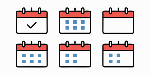 Fototapeta premium icon set, calendar icon, dates icon made in a simple red and blue style, white background