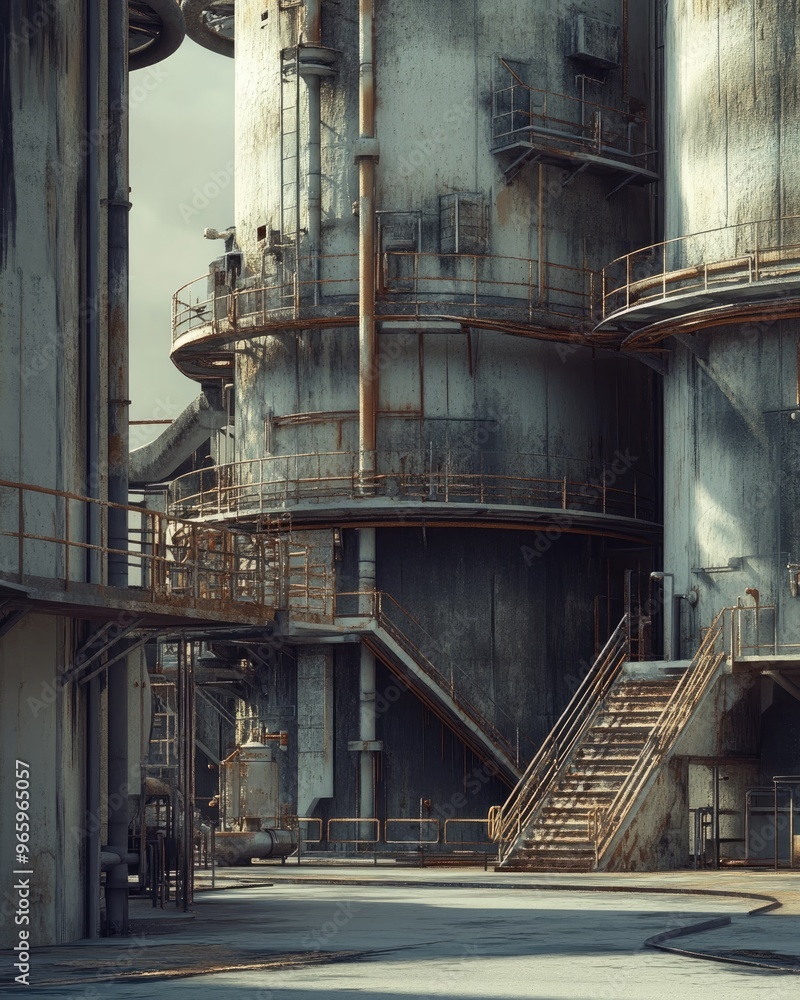 Poster 3d rendering of an industrial structure