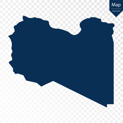 Transparent - High Detailed Blue Map of Libya. Vector eps10.	

