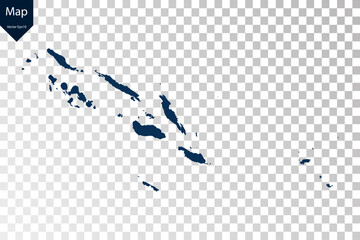 Transparent - High Detailed Blue Map of Solomon Islands. Vector eps10.	
