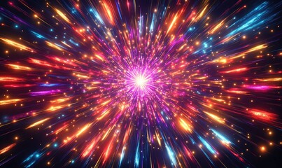 Fototapeta premium Vibrant and colorful firework explosion in a 2D cartoon style illustration
