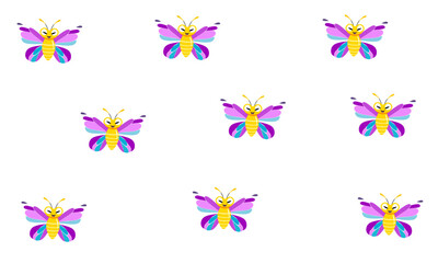 set of colorful butterflies