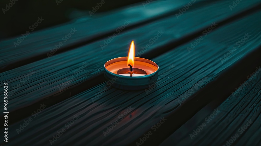 Canvas Prints a small candle on the table