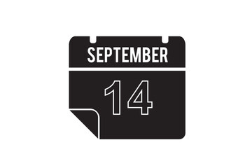 14th September calendar icon. September 14 calendar Date Month icon. Isolated on blue background
