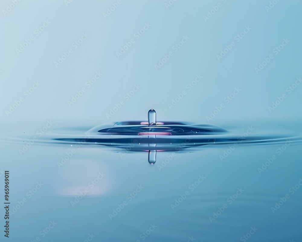 Poster serene water drop reflection creating symmetrical mirror like effect