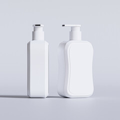 Liquid soap packaging with blank label white color isolated on gray background 3D render illustration