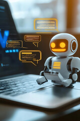 Chatbot interaction on a website with text bubbles
