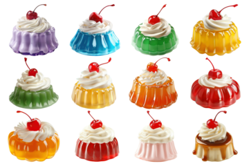PNG jelly dessert design element set, transparent background