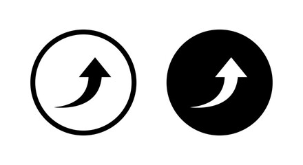Rising arrow icon on black circle. Business profit growth concept