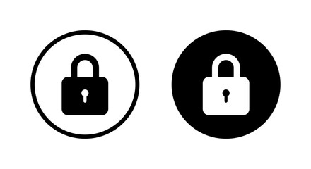 Padlock, lock icon on black circle. Security, privacy concept