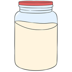 milk powder filled glass jar cartoon illustration