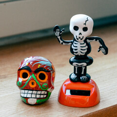 skull and skeleton toy decoration for dia de los muertos 