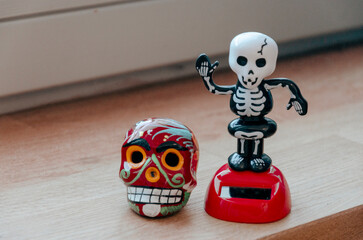 skull and skeleton toy decoration for dia de los muertos 