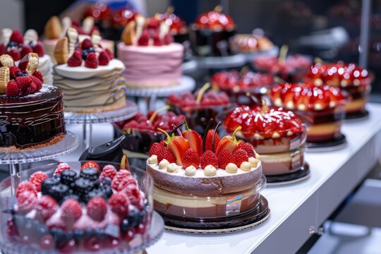 Food festival dessert competition cakes and pastries displayed with captivating beauty