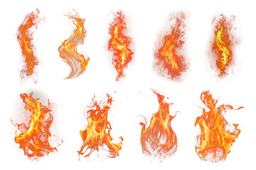 PNG Vibrant fiery flame collection element set, transparent background