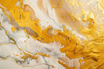 Closeup of abstract rough gold white art painting texture