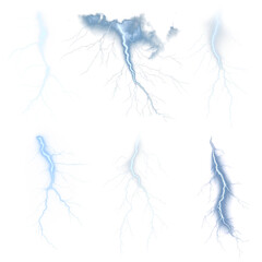 PNG lighting bolt element set, transparent background