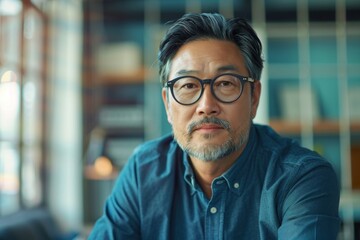Obraz premium Portrait of a middle aged asian male worker in start up company office