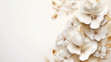 beautiful wedding invitation background featuring white and gold flowers ideal for a romantic and elegant celebration with delicate floral design and luxurious decor