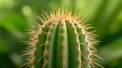 A close up of a cactus with spikes on it's leaves, AI