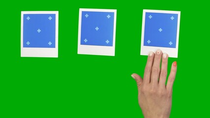 Placing Instant Photo Frames Female Hand