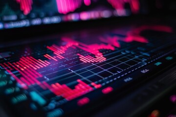 Close up of 3D graph growing upwards on laptop screen