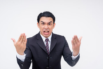 A young hotheaded and irate asian business executive daring someone to challenge him. Daring with...