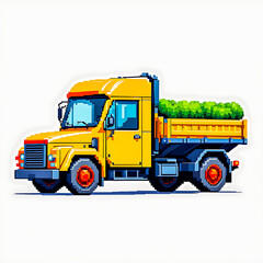 Fototapeta premium Illustration of Pixel art Truck on white background.