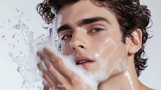 Highlight healthy skin in a men s face wash routine, paired with modern contouring techniques to bring out natural definition and structure