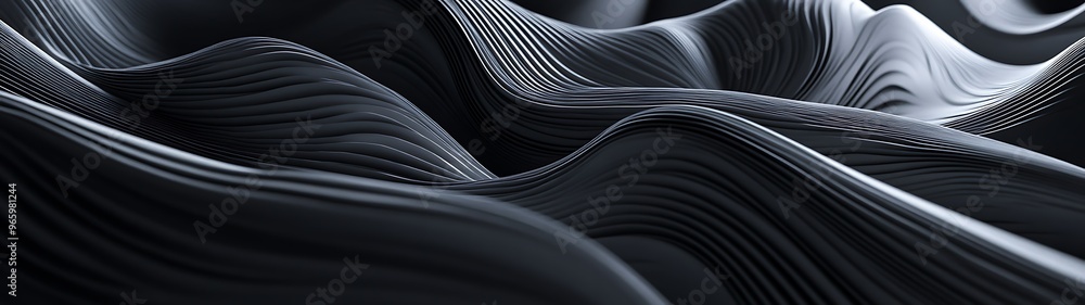 Aufkleber modern charcoal gray abstract background with geometric shapes and flowing curves, 3d render