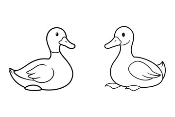 Duck Line Art Silhouette Vector Illustration