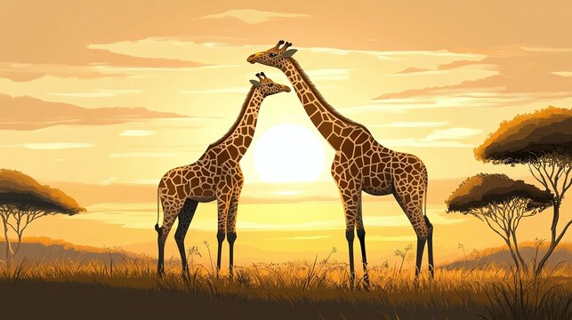 majestic giraffes group standing in a forest landscape tall animals in their natural habitat surrounded by trees and nature perfect for wildlife photography and outdoor nature scenes